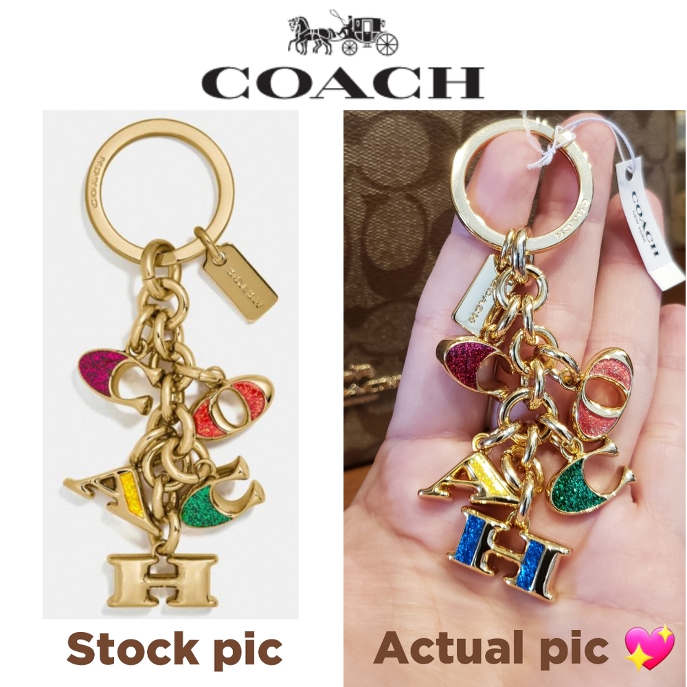 NEW Coach "Mixed Letters" Key Ring Fob